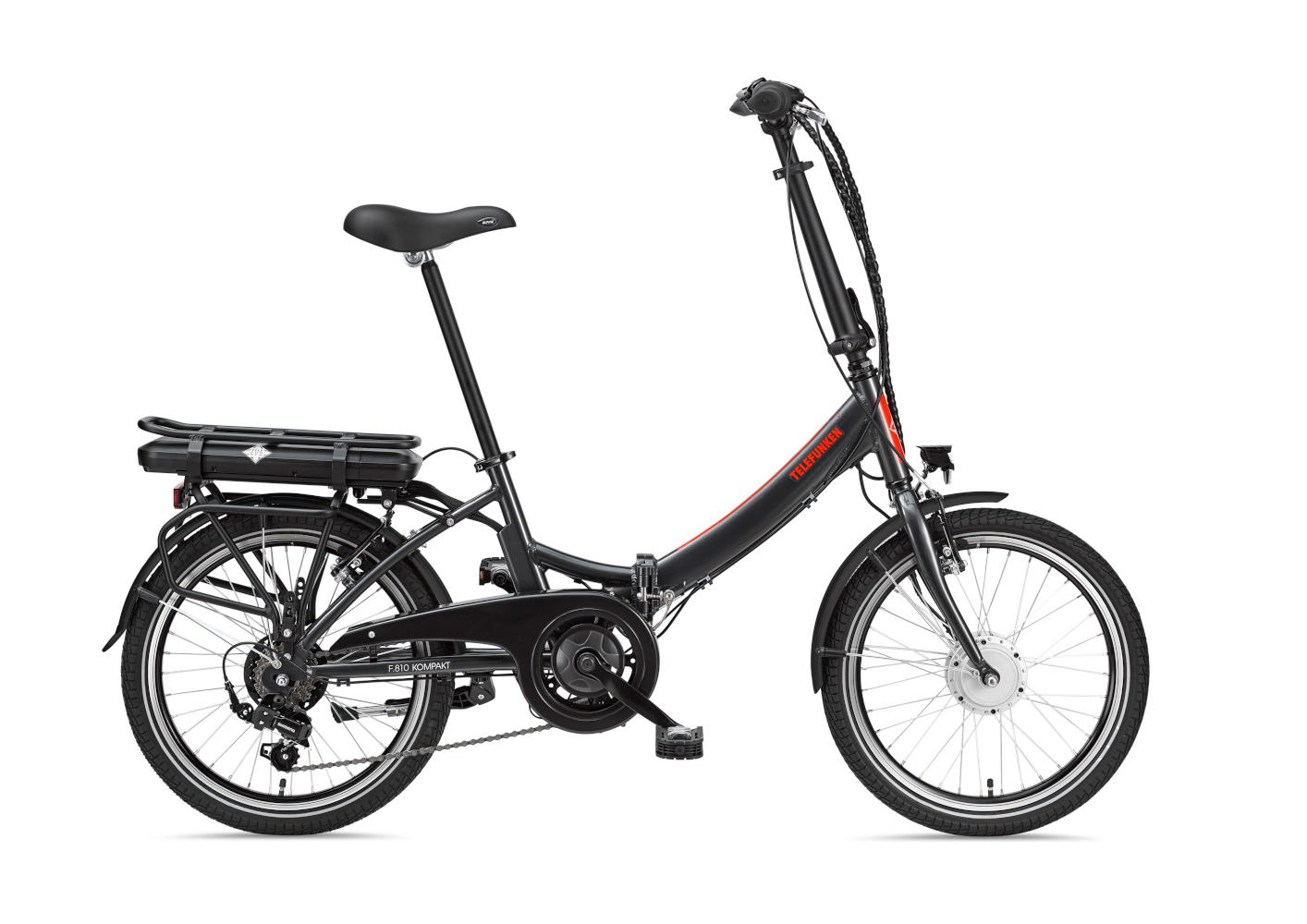 E-Bike Telefunken F810 Kompakt Elektrofahrrad Trekking-Pedelec anthrazit 20" RH 33cm E-Fahrrad Faltrad