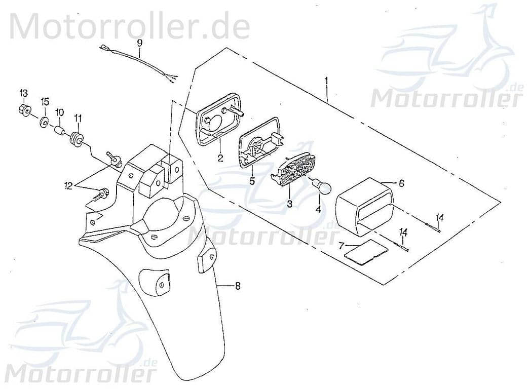 SMC Chopper 125 Kennzeichenhalter 125ccm 4Takt 55751-CHP-00 Motorroller.de Nummernschildhalter Kennzeichen-Halter Kennzeichenhalterung Scooter Service