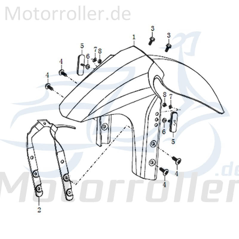 Schutzblech schwarz Radabdeckung vorn Motorroller 91419