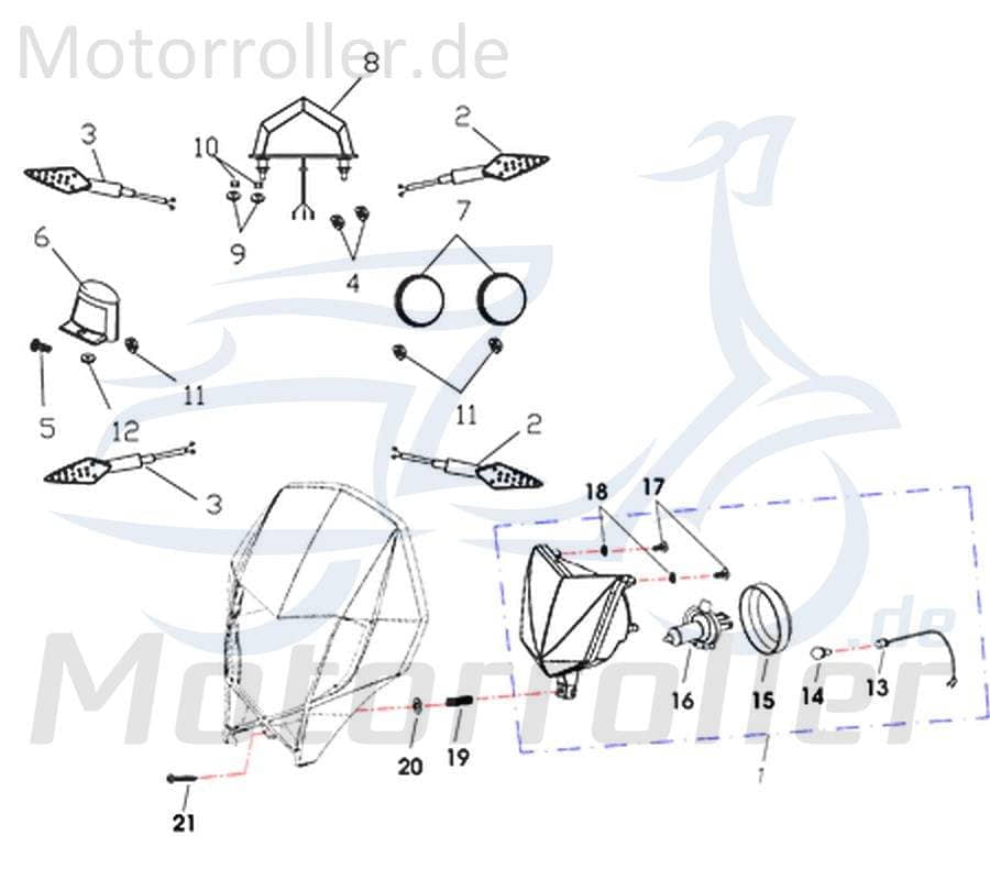 Kreidler Supermoto 125 WK1SM Blinker links vorn 125ccm 4Takt 730785 Motorroller.de Signalleuchte Blinkleuchte Blinkleuchten Winker
