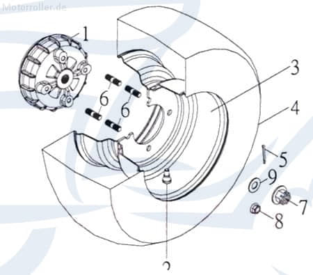 Kreidler Mustang 170 UTILITY Stehbolzen 50ccm 2Takt 81422 Motorroller.de M10x40mm Gewindestange Gewinde-Stange Gewindebolzen Stiftschraube Gewindestab