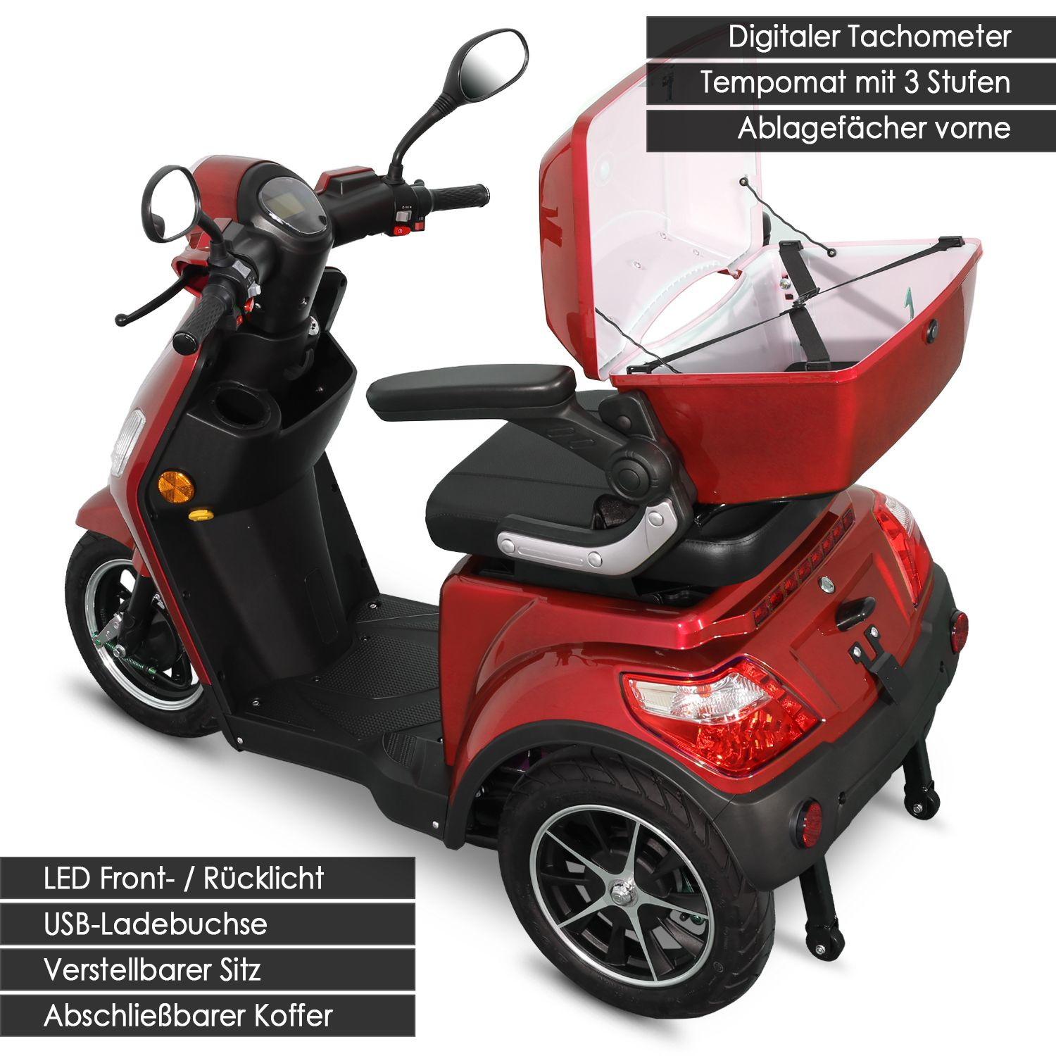 Dreiradroller Scoody E3 Trike 15 1000W 15 km/h Blei-Gel-Akku Elektroroller E-Roller E-Dreirad E-Trike keine Helmpflicht