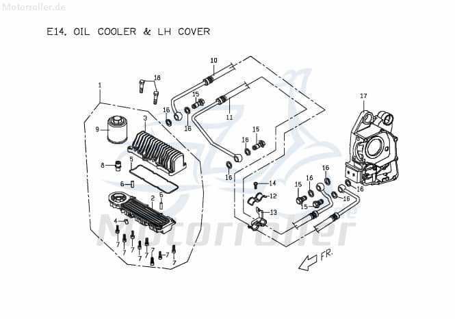 PGO Ölschlauch Ölleitung Ölkühler 125ccm Quad 150ccm 4Takt Motorroller.de Öl-Schlauch Öl-leitung Ölrohr Ausgangsschlauch Eingangschlauch ATV G-Max 125