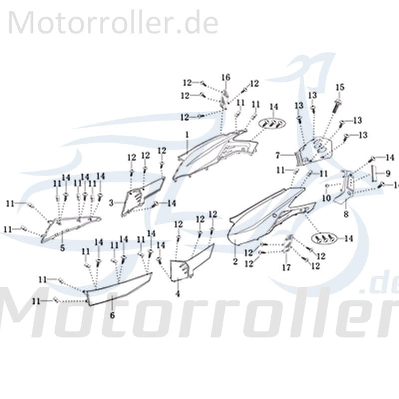 Kreidler Galatica 2.0 50 DD Heckverkleidung rechts blau 706991 Motorroller.de Seitenverkleidung Heckabdeckung Seitenabdeckung Sitzbankverkleidung
