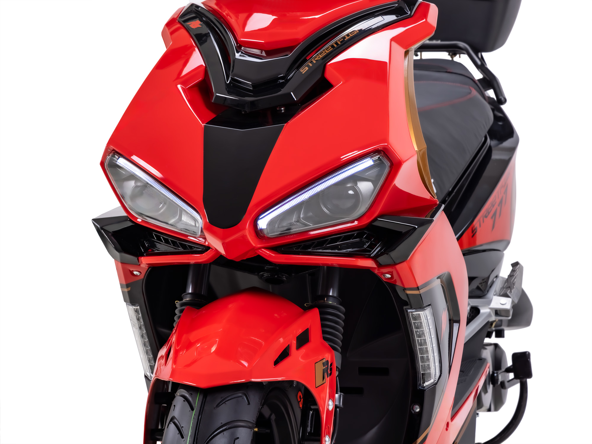 Motorroller Fighter R 777 Sport rot-schwarz 45 km/h Euro 5 mit Topcase Scooter Mokick Roller