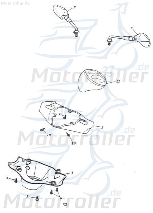 Adly Tachoverkleidung gelb Thunder Bike TB 125 125ccm 4Takt Motorroller.de Lenkerabdeckung Tachoabdeckung 50ccm-2Takt Scooter Noble 125 Ersatzteil