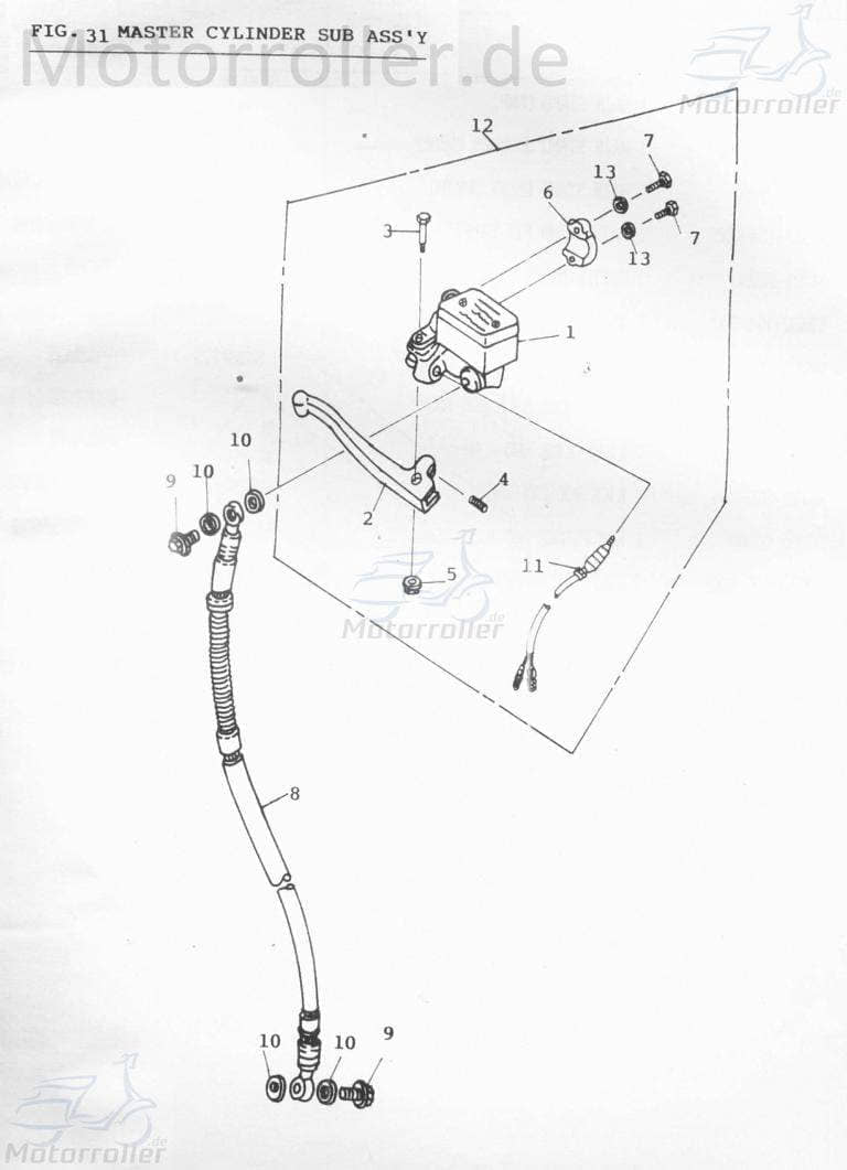 Schraube Bremshebel 8mm Rex RS460 Mofaroller 4-T 50ccm 4Takt Motorroller.de Bundschraube Maschinenschraube Flanschschraube Flansch-Schraube Scooter
