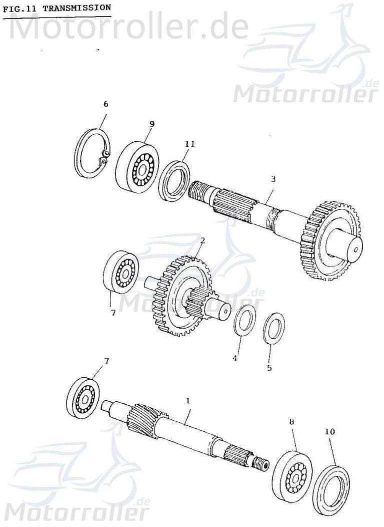 Adly Getriebeingangswelle Fox Plus 50 FP-50 50ccm 2Takt Motorroller.de Welle-Getriebe Getriebewelle Antriebs-Achse Getriebeeingang Minarelli stehend
