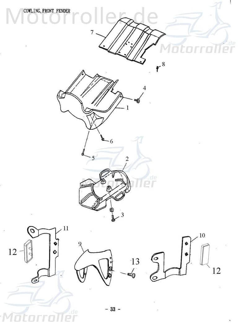 Unterbodenverkleidung schwarz-matt Länge = 720mm 2T 50cc 1020312-SM