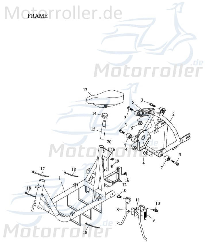 Adly Fun Cruiser FC 20 Sitzbank 50ccm elektro 77200-165-00A Motorroller.de Sattel Fahrersitz Sitz-Bank Scooter Ersatzteil Service Inpektion