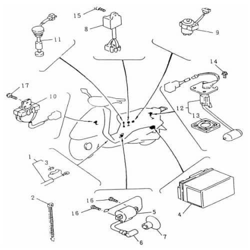 Zündspule 1 Pin Zündkabel Rex Zündung Roller 50ccm 2Takt 73680 Motorroller.de Zündmodul Kerzenstecker Zünd-Kabel Zünd-Spule Kerzen-Stecker Zünd-Modul