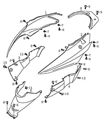 Dekor Heckverkleidung links "RS600" Motorroller 89878