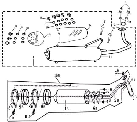 Auspuff komplett Aluminiumausführung 711148