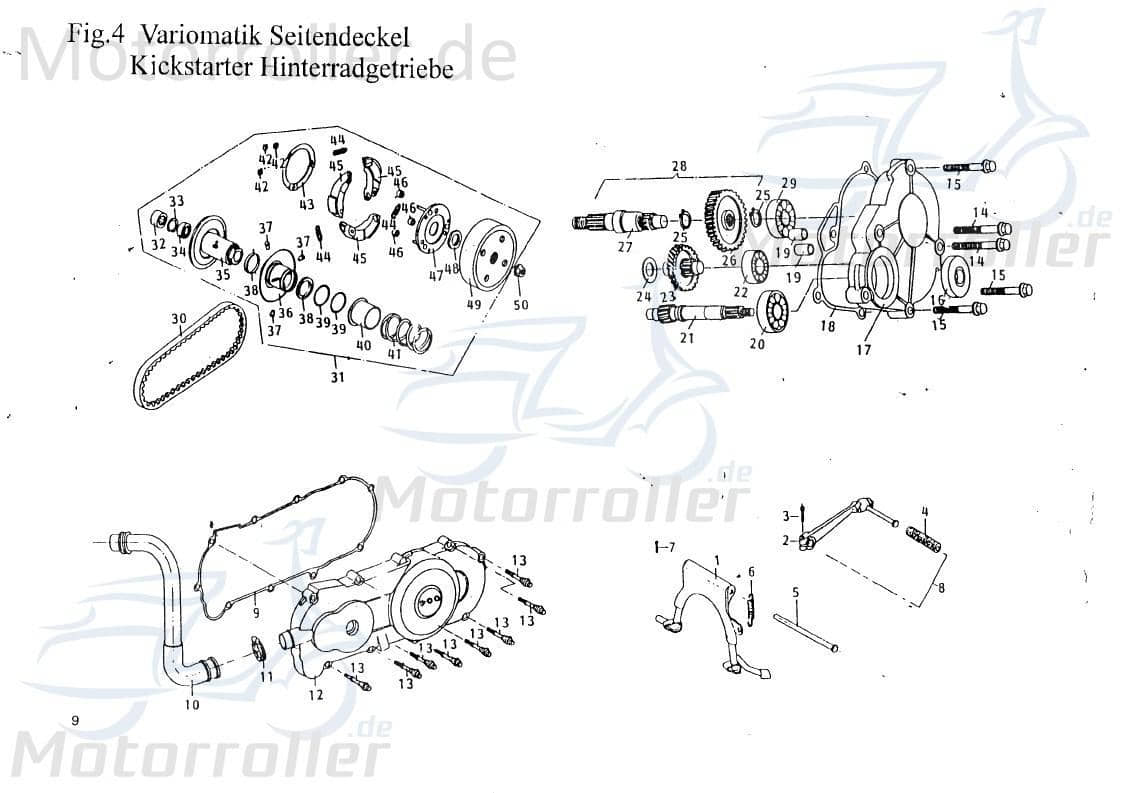 PGO Getriebeabdeckung Star 50 Motordeckel Roller 50ccm 2Takt Motorroller.de Kupplungsdeckel Getriebegehäuse Gehäusedeckel Variodeckel Variomatikdeckel
