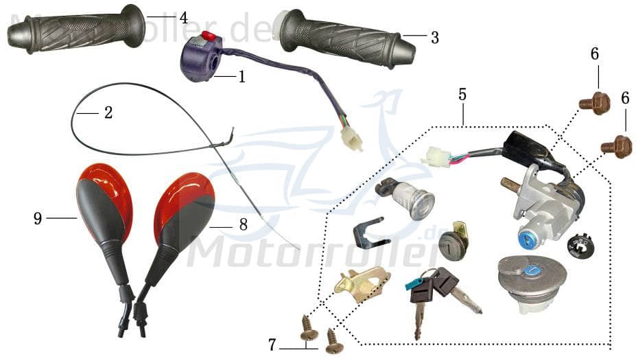 Gasgriff mit Griffgummi rechts Länge 130mm 1180302-2-1