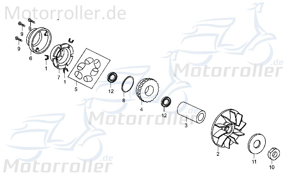 Reglerplatte Variomatik Tongjian Strassenbuggy 250 172MM-051100 Motorroller.de Antriebsrad Eppella ECM TBM Twister Hammerhead Wangye Kasea Buggy