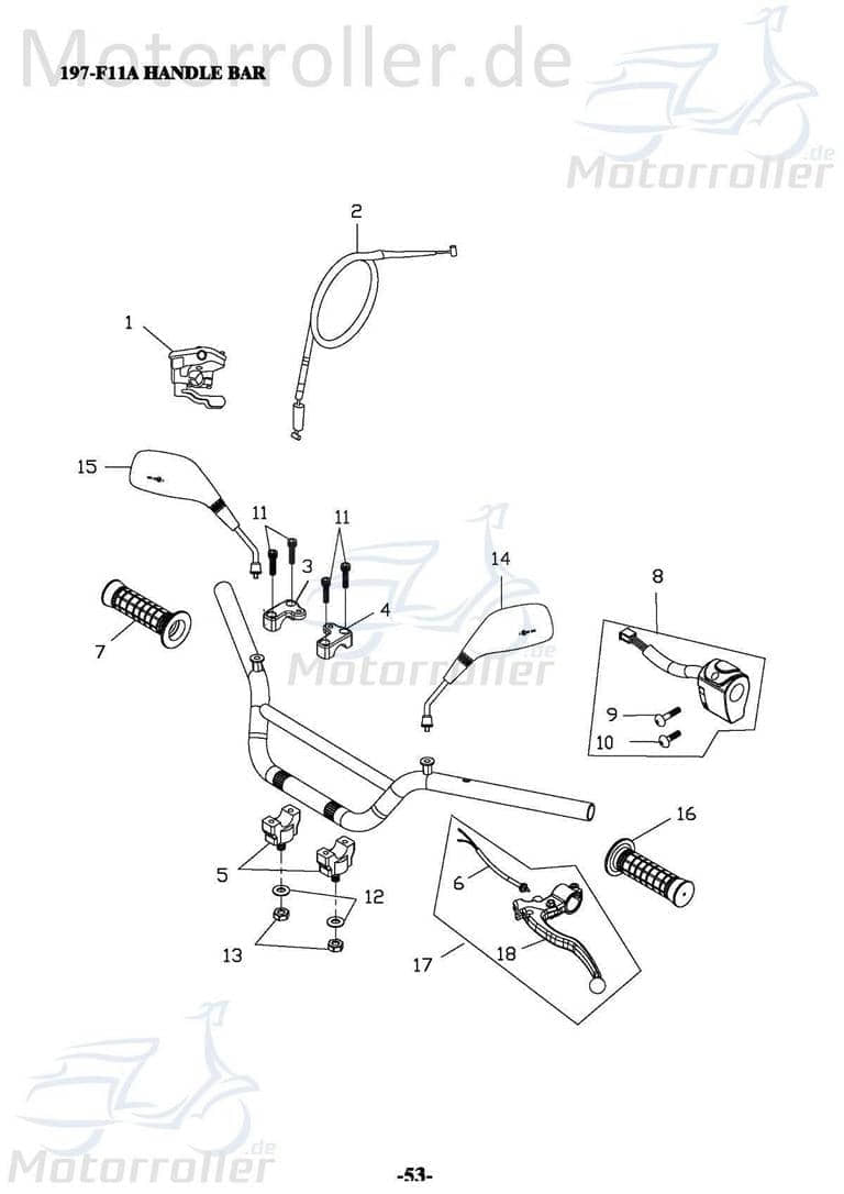 Adly Rückspiegel rechts ATV 50 II Utility XXL AC 50ccm 2Takt Motorroller.de Seitenspiegel Rück-Spiegel 150ccm-4Takt Quad ATV 150 Crossroad UTV Service
