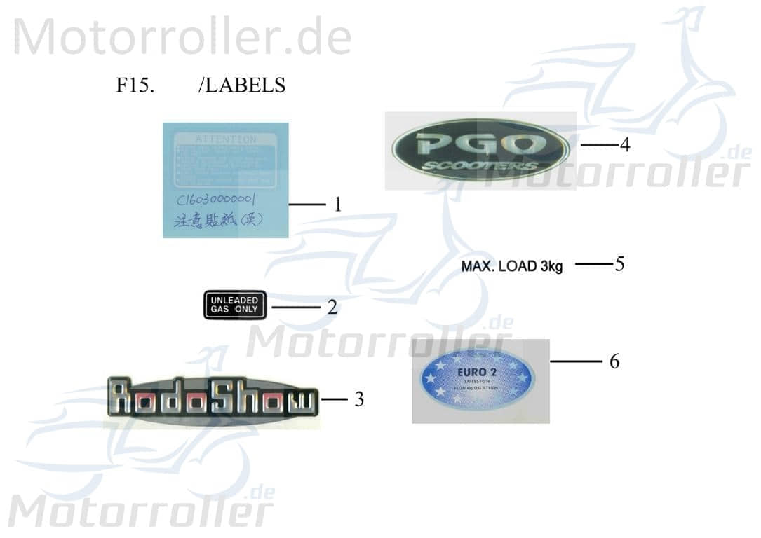 PGO Aufkleber ''Euro 2'' G-Max Sticker Dekor Roller P6601270000 Motorroller.de Dekor-Aufkleber Klebeetikett Schriftzug Emblem