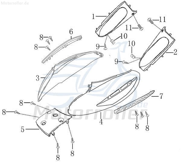 Kreidler Hiker 2.0 125 DD Heckverkleidung hinten titaniumsilber 706365 Heckabdeckung Deckel Cover Verkleidung hinten Original Ersatzteil