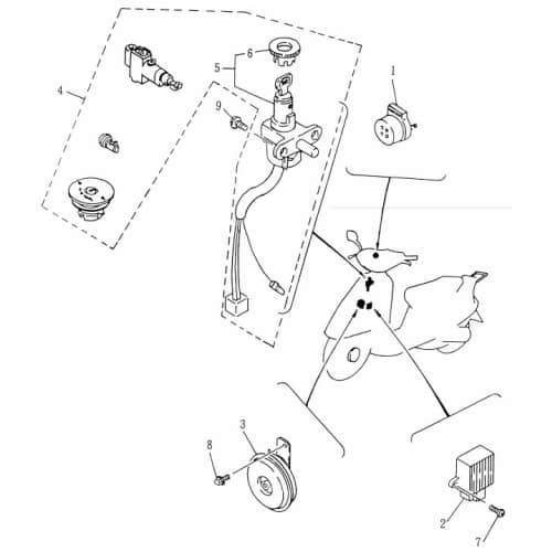 Rex 50 Escape Horn Hupe Signalhorn Signal-Horn Roller Motorroller.de 50ccm 4Takt 139QMB JSD50QT-13 50cc 4T 139QMA Töte Hupsignal