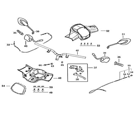 ZNEN Rückspiegel links 50ccm 4Takt 88120-ALA1-E000 Motorroller.de Seitenspiegel Rück-Spiegel 50ccm-4Takt Scooter Ersatzteil Service Inpektion
