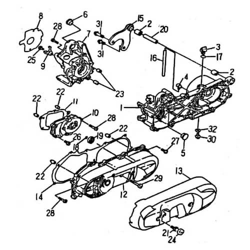 SMC Variomatikdeckel außen Rex Quad 50 ATV 50ccm 2Takt Motorroller.de Getriebegehäusedeckel Variodeckel Seitendeckel Getriebedeckel Variomatikgehäuse