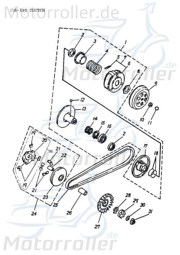 Eppella JET 50 Variomatik 18mm 6.5g 50ccm 2Takt 360635000000 Motorroller.de Getriebe Automatikgetriebe Variator CVT-Getriebe Stufenlos-Getriebe