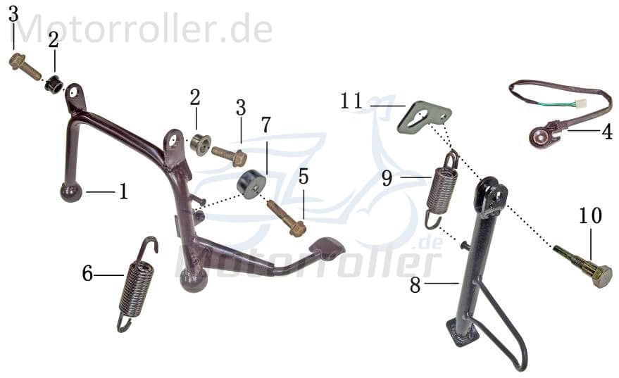 Seitenständer schwarz Länge 255mm 12/13 Zoll 1030306-2