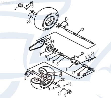 Rex Quad 50 Verschraubung Aufnahme hinten 50ccm 2Takt 95535 Motorroller.de Kettenzahnrad ATV SMC UTV Ersatzteil Service Inpektion Direktimport