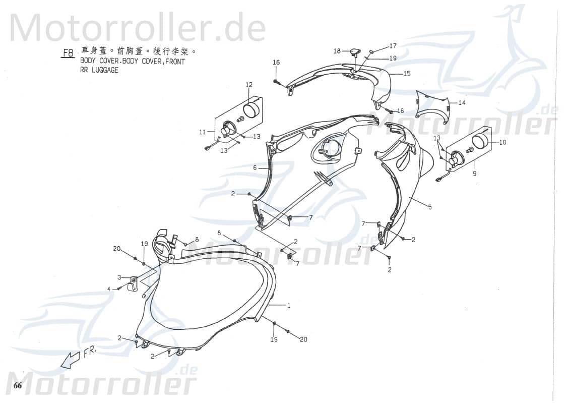 PGO Rodoshow 50 Blinker links hinten 50ccm 2Takt P566G010000 Motorroller.de Signalleuchte Blinklicht Blinkleuchte Fahrtrichtungsanzeiger Blinkleuchten