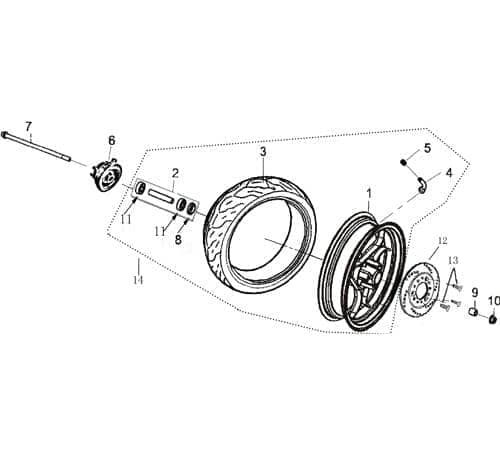Steckachse Vorderrad M12x1.25x225mm Jonway Stratos Montana 9051612225-1 Motorroller.de Vorderradachse Radachse Radbolzen Radschraube Vorn