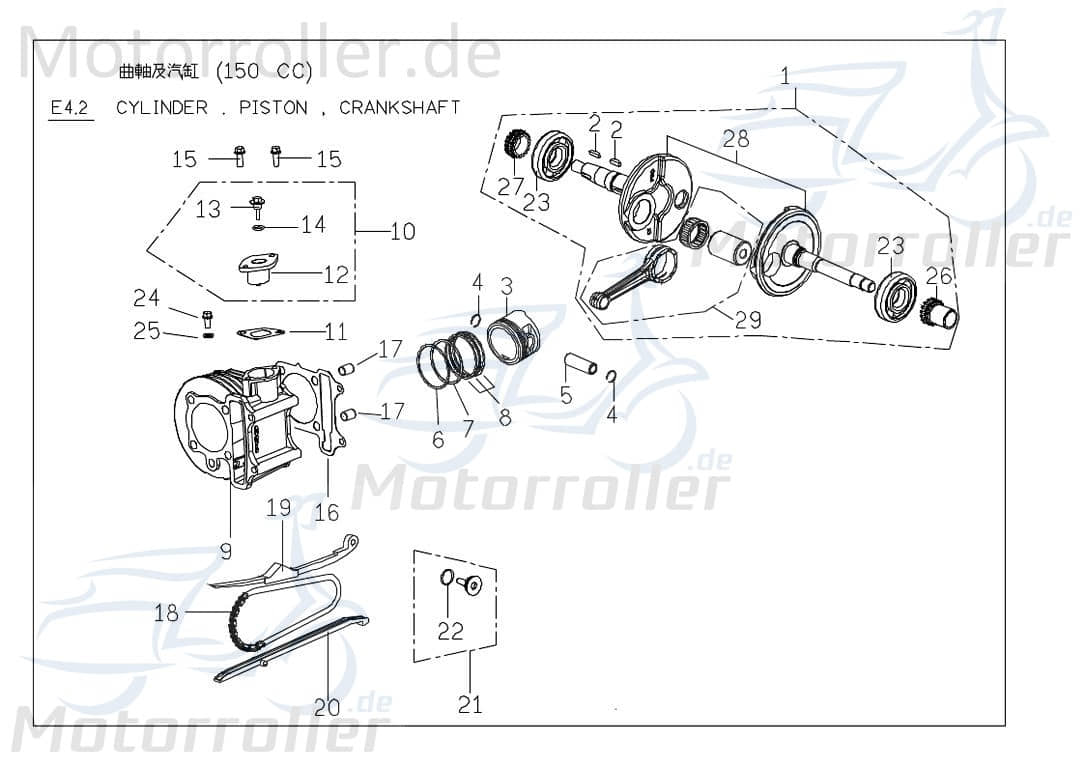 PGO Kolbenring 125ccm-4Takt G-Max Kompressionsring Roller C5067320000 Motorroller.de Kolben-Ring Verdichtungsring Kompressions-Ring Verdichtungs-Ring