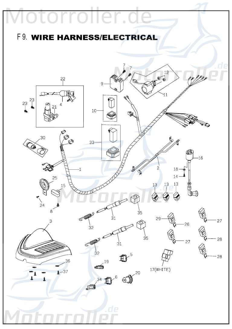 PGO Retourfahrkontrolle Sicherheitsrelais Bugrider 250 Buggy 250ccm 4Takt Motorroller.de Retourkontrolle 250ccm-4Takt X-Rider 90 Ersatzteil