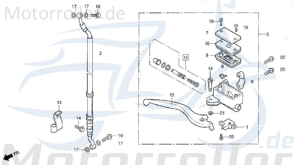 Daelim E-Five 50 Bremshebel 50ccm 2Takt 53175-SA1-0100 Motorroller.de Handbremshebel Handbremsgriff Brems-Hebel Bremsarm Brems-Arm Brems-griff Scooter