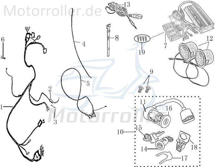 Jonway Galactica Schlosssatz Riegel 50ccm 4Takt 1140801-2 Motorroller.de Verriegelung Schloss-Set Sicherungsschloss Schlossatz Schlossplatte Scooter