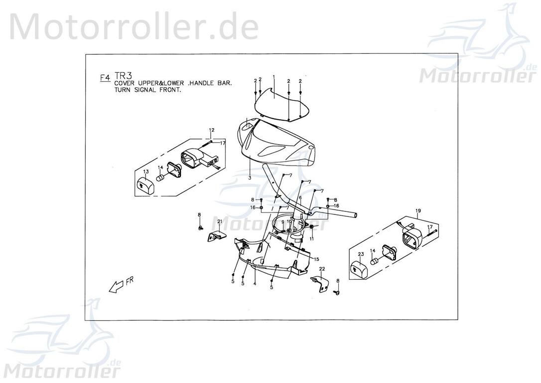 PGO Blinker E13 vorn rechts dunkel schwarz Roller 50ccm 2Takt Motorroller.de Signalleuchte Blinklicht Blinkleuchte Fahrtrichtungsanzeiger Winker