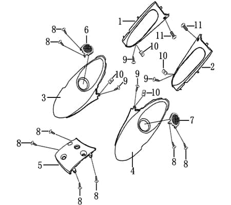 Rex Drive Sport 50 Gittereinsatz Roller 50ccm elektro 701073 Motorroller.de Lüftungseinsatz Front 50ccm-elektro Scooter E-Rex Ersatzteil Service