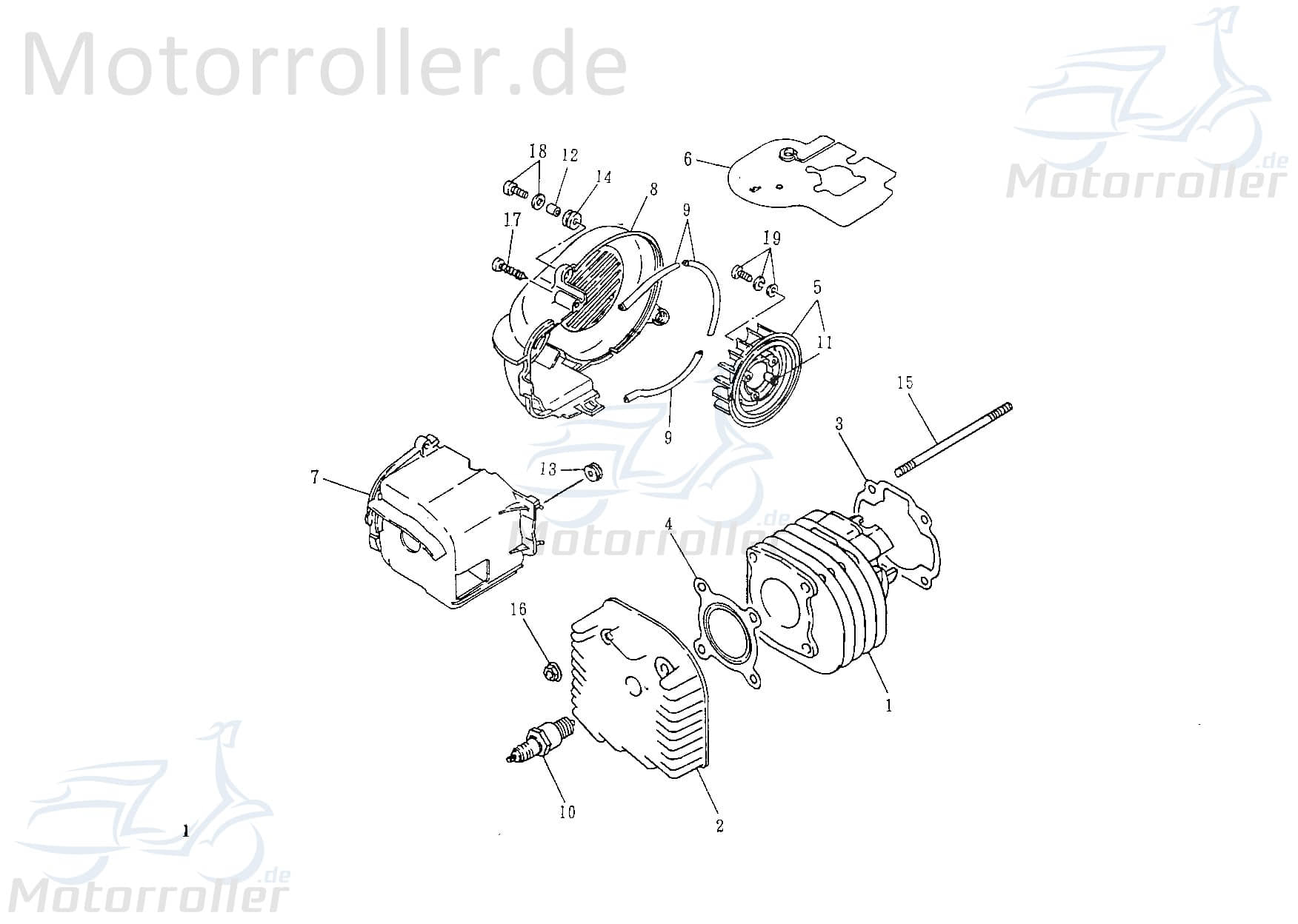 Dichtsatz Motor 9-teilig 12Zoll Minarelli 1PE40QMB220001 Motorroller.de liegend 50ccm 2Takt Dichtungssatz Dichtungsset Dichtset Dicht-Set 1E40QMB