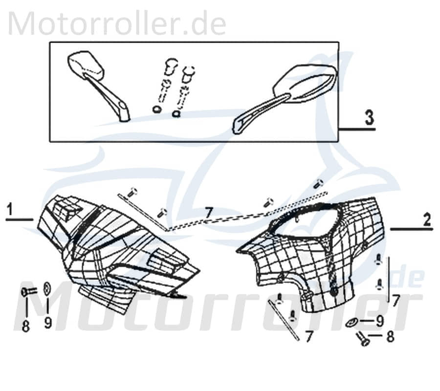 Kreidler Galactica 3.0 RS 50 Lenkerverkleidung vorne rotbraun 741615 Motorroller.de Frontverkleidung Frontmaske Lenkerabdeckung Front-Cover