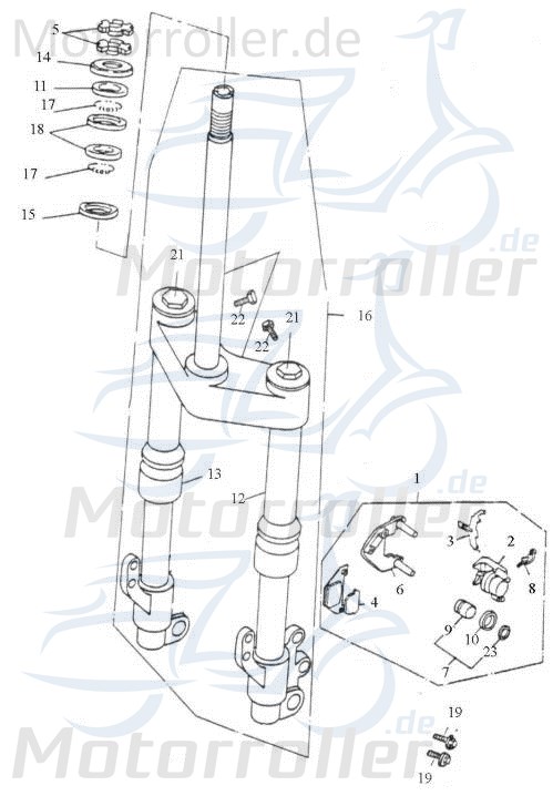 Adly Thunder Bike TB 50 Stoßdämpfer 50ccm 2Takt 53030-125-000 Motorroller.de Gabelbein Gabelholm Stoß-Dämpfer Scooter Ersatzteil Service