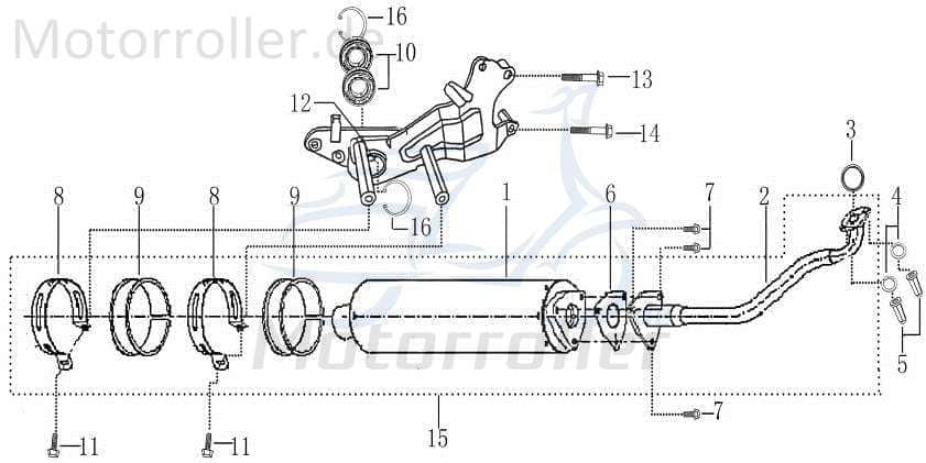 Sechskantschraube M8x70mm Rex RS450 Befestigung 50ccm 4Takt Motorroller.de Halter Halterung Flachkopfschraube Sechskant-Schraube Bundschraube Scooter