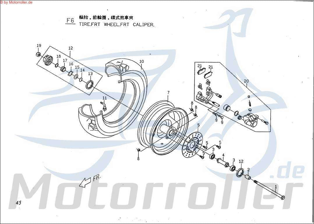 PGO Vorderrad vorn silbergrau PMX 110 Vorderradfelge Roller P1401102770 Motorroller.de Vorderfelge Vorderrad-Felge vorne Vorder-Felge Vorder-Rad