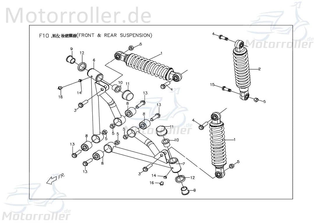 Federbein hinten Gabel-Bein Stoßdämpfer PGO X2481022000