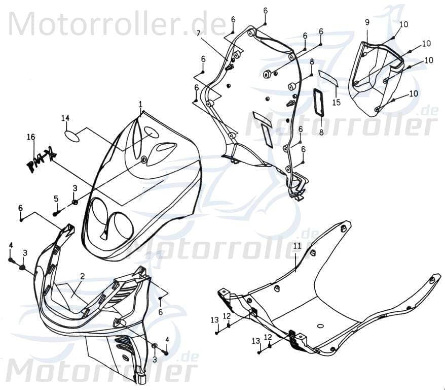 PGO PMX 110 Frontverkleidung Apfelgrün unten Frontschürze 110ccm 2Takt P2626010310 Motorroller.de Frontmaske Front-Cover Lenkerverkleidung Dekorblende