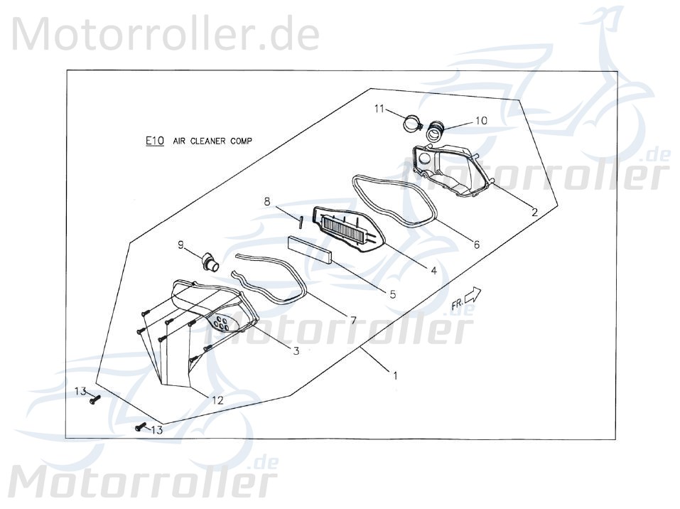 PGO Luftfilterkasten 50ccm-2Takt PMX 50 Luft-Filter Roller P2262003000 Motorroller.de Luftfiltergehäuse Luftfiltermatte Luftfilter-Kasten komplett