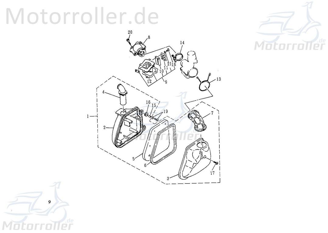 SMC Extra 50 Sport Luftfilter Roller 50ccm 2Takt 13410-NAF-00 Motorroller.de Luftfilterkasten Luft-Filter Luftfiltergehäuse Luftfiltermatte ECM Mokick
