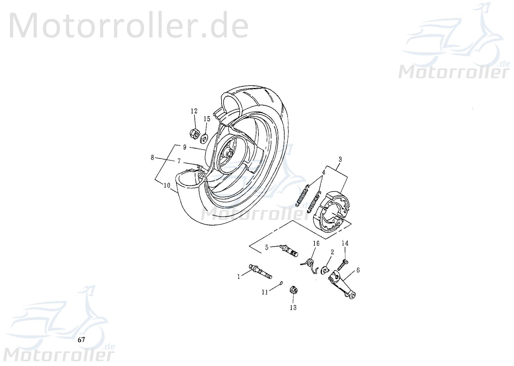 Adly Mutter M16x1.5 selbstsichernd grün verzinkt 90350-16000 Motorroller.de Sechskantmutter Flanschmutter Bundmutter Sechskant-Mutter Flansch-Mutter