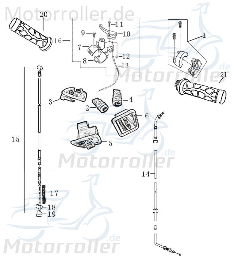 Griff links mit Chromkappe D22mm L=120mm 1180401-1