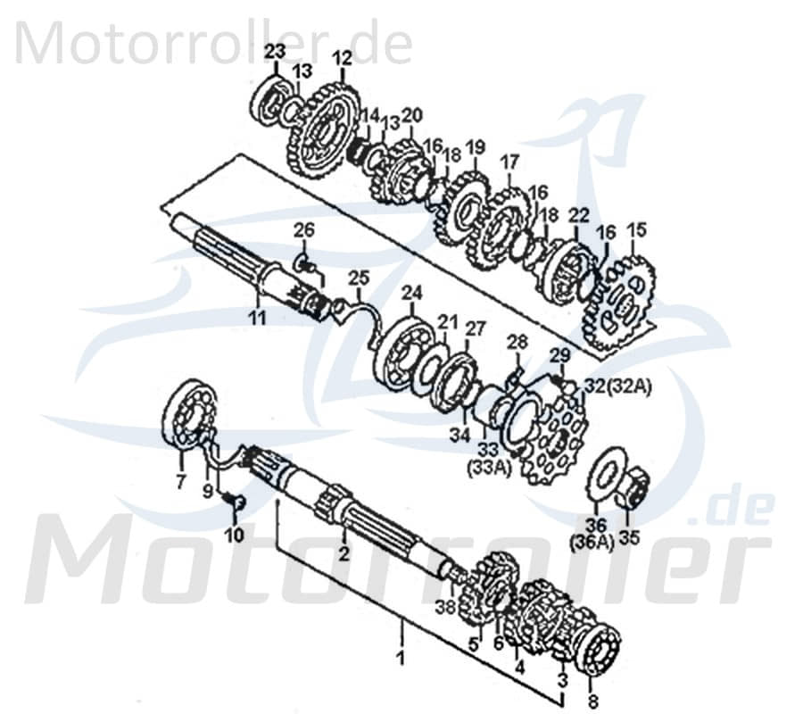 Kreidler DICE CR 125 Ritzel 14 Zähne Kettenrad 780310 Motorroller.de Zahnrad Steuerrad Ketten-Rad Zwischenrad Steuer-Rad Zahn-Rad Getrieberad