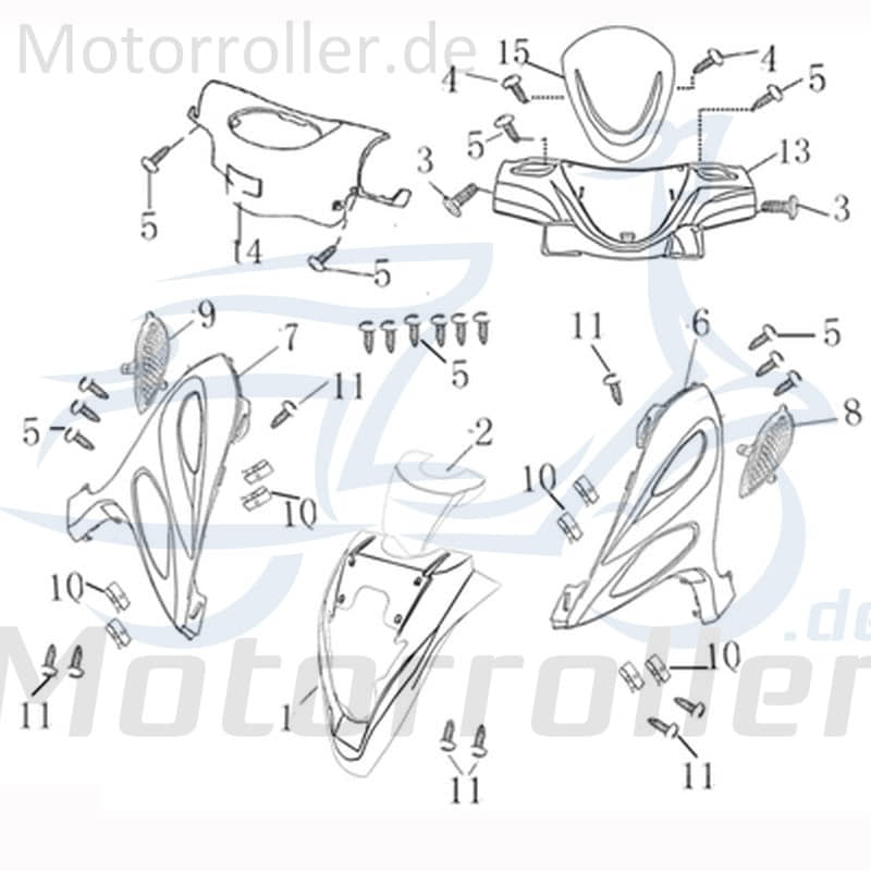 Frontverkleidung rechts silber Windschild 706807